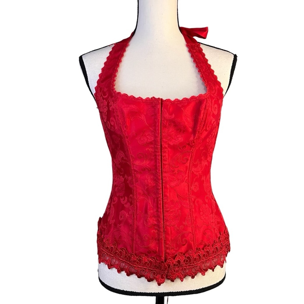 Frederick’s of Hollywood Red Lace Sexy Corset Bustier Lingerie